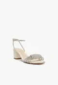 Jewell Mid Block Leather Sandal(5,Crystal)