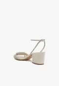 Jewell Mid Block Leather Sandal(5,Crystal)