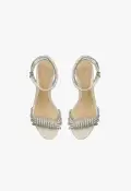Jewell Mid Block Leather Sandal(5,Crystal)