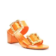 Enola Mid Block Leather Sandal(5,Orange)
