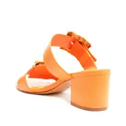 Enola Mid Block Leather Sandal(5,Orange)