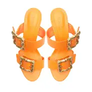 Enola Mid Block Leather Sandal(5,Orange)