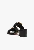 Enola Mid Block Leather Sandal(5,Black)