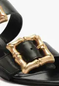 Enola Mid Block Leather Sandal(5,Black)