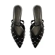 Gayle Leather Flat(5,Black)