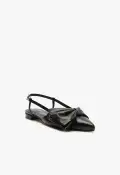 Judy Flat Leather Pump(5,Black)