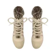 Jan Tweed Leather Bootie(5,Eggshell)