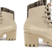 Jan Tweed Leather Bootie(5,Eggshell)