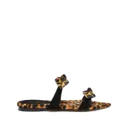 Elora Leopard-Printed Leather Flat Sandal