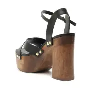 Gaylah Leather Sandal(5,Black / Gold)