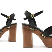 Gaylah Leather Sandal(5,Black / Gold)
