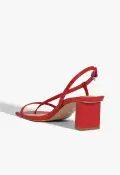 Heloise Mid Block Leather Sandal(5,Red)