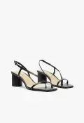 Heloise Mid Block Leather Sandal(5,Black)