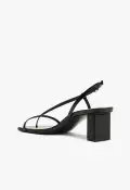 Heloise Mid Block Leather Sandal(5,Black)