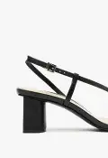 Heloise Mid Block Leather Sandal(5,Black)