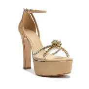 Jayda Platform Nubuck Sandal(5,Light Beige)
