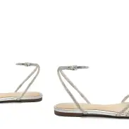 Jewell Casual Metallic Nappa Leather Sandal(5,Silver)