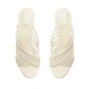Evangeline Calf Leather Sandal(5,Pearl)