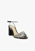 Jewell Block Leather Sandal(5,Black)