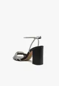 Jewell Block Leather Sandal(5,Black)