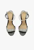 Jewell Block Leather Sandal(5,Black)