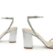 Jewell Block Metallic Nappa Leather Sandal(5,Silver)