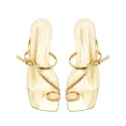 Elysa Leather Sandal(5,Gold)
