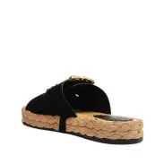 Enola Rope Flat Sandal(5,Black)
