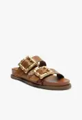 Enola Sporty Leather Sandal(5,New Wood)