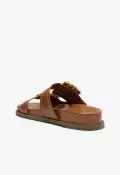 Enola Sporty Leather Sandal(5,New Wood)