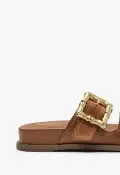 Enola Sporty Leather Sandal(5,New Wood)