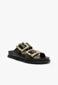Enola Sporty Leather Sandal(5,Black)