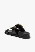 Enola Sporty Leather Sandal(5,Black)