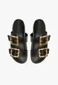 Enola Sporty Leather Sandal(5,Black)
