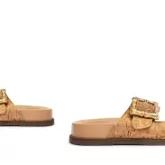 Enola Sporty Cork & Nappa Leather Sandal(5,Beige)