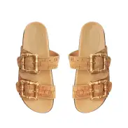 Enola Sporty Cork & Nappa Leather Sandal(5,Beige)