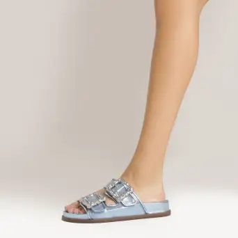 Enola Sporty Vinyl Sandal(5,Sky way)