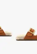 Enola Weekend Sporty Cow Suede Sandal(5,Honey Peach)