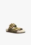 Enola Weekend Sporty Cow Suede Sandal(5,Moss Green)