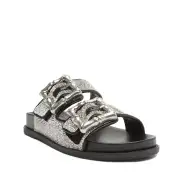 Enola Glam Sporty Leather Sandal(5,Black)