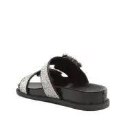 Enola Glam Sporty Leather Sandal(5,Black)