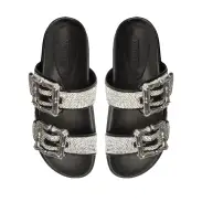 Enola Glam Sporty Leather Sandal(5,Black)