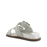 Enola Glam Sporty Leather Sandal(5,Silver)