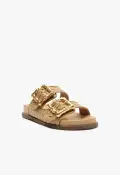Enola Sporty Woven Leather Sandal(5,Light Beige)