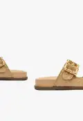 Enola Sporty Woven Leather Sandal(5,Light Beige)