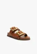 Enola Sporty Woven Leather Sandal(5,Honey Peach)
