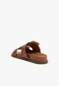 Enola Sporty Woven Leather Sandal(5,Honey Peach)