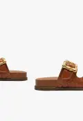 Enola Sporty Woven Leather Sandal(5,Honey Peach)