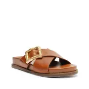 Enola Crossed Sporty Sandal(5,Camel)
