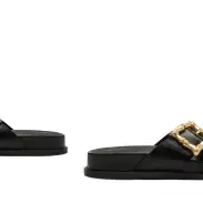 Enola Crossed Sporty Sandal(5,Black)